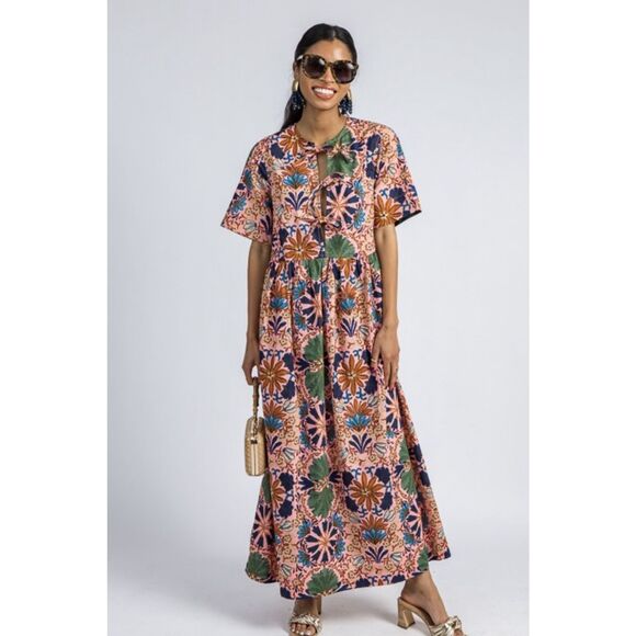 Olivaceous NWT tie neck midi dress